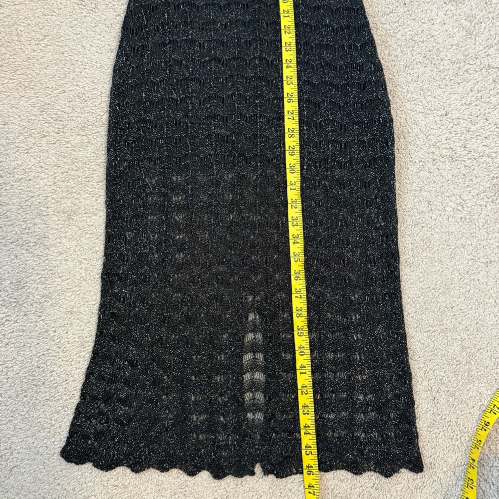 Guess Alina Lurex Halter Neck Crochet Midi Dress Black Metallic S - Picture 6 of 6